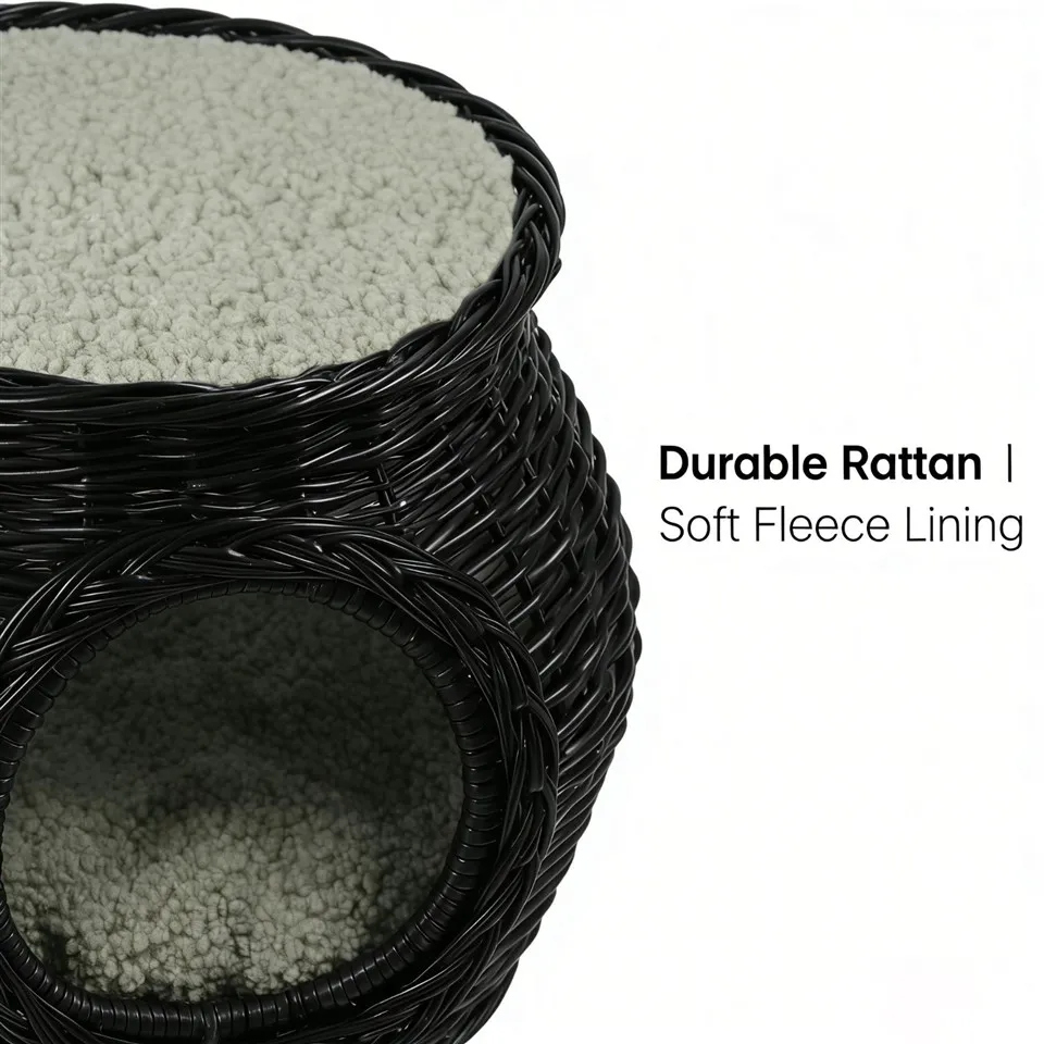 Black Vase-shaped Natural Willow Cat Bed/pet Bed factory