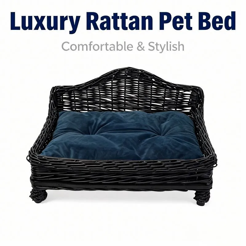 Large Black Sofa-shaped Willow-woven Dog Bed/pet Bed suppliers