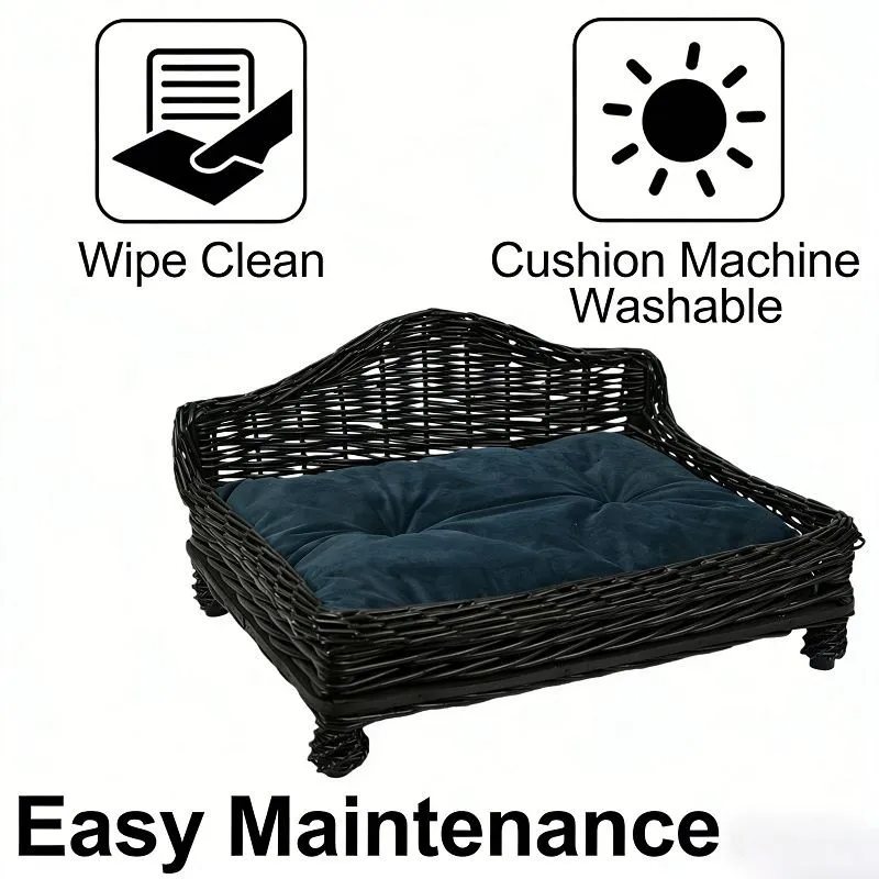Small Black Sofa-shaped Willow-woven Dog Bed/pet Bed best